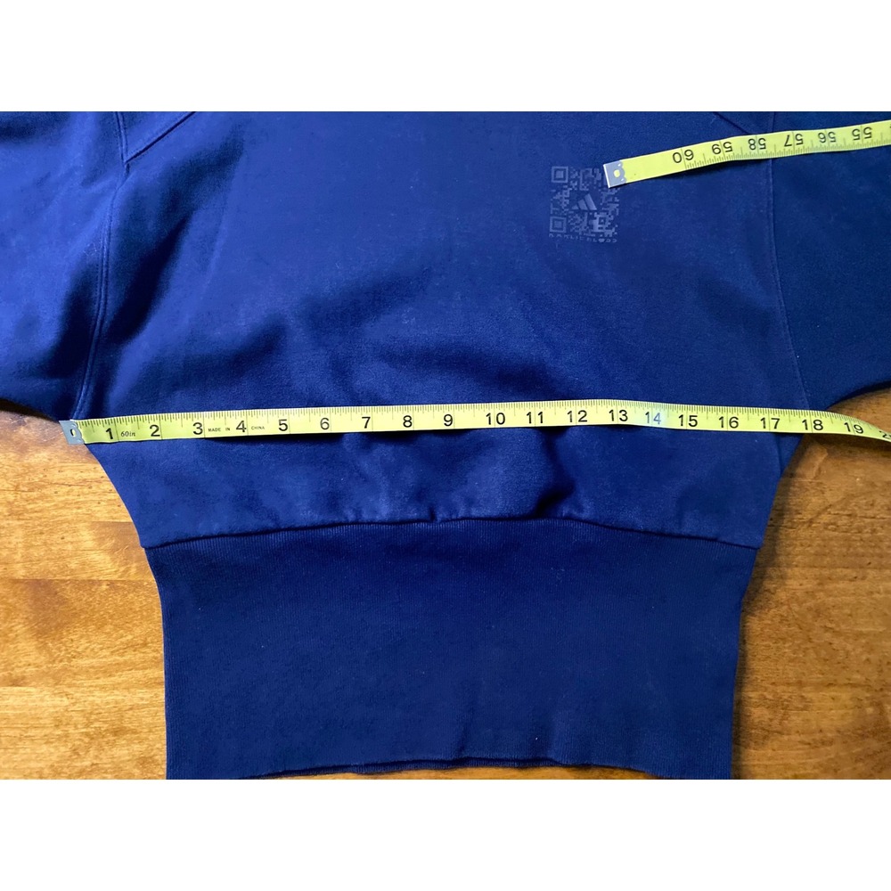 Adidas Karlie Kloss Navy Blue Cropped Sweatshirt Wide Ribbed Hem S - Picture 10 of 11